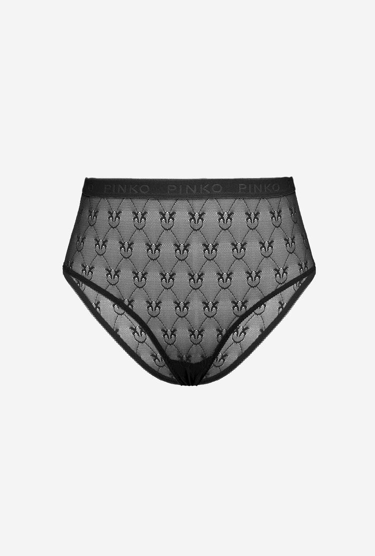 Women's Pinko High-waisted Lace Briefs Lingerie Black | Canada-57296849