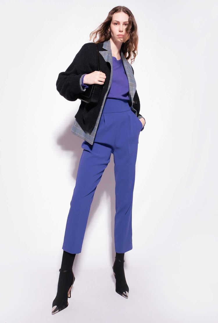 Women's Pinko High-waisted Stretch Crêpe Pants Blue | Canada-20489679