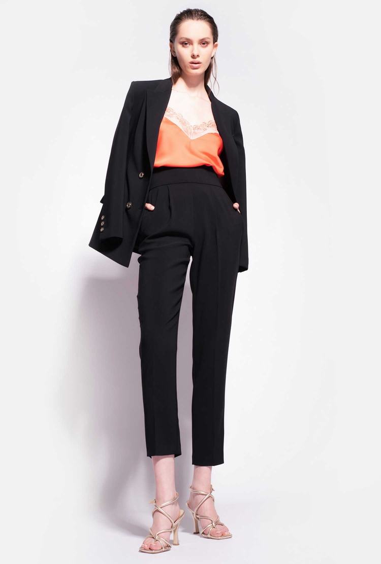 Women's Pinko High-waisted Stretch Crêpe Pants Black | Canada-52348099