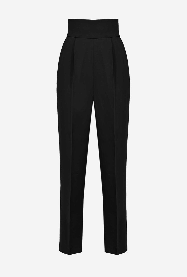 Women's Pinko High-waisted Stretch Crêpe Pants Black | Canada-58140939