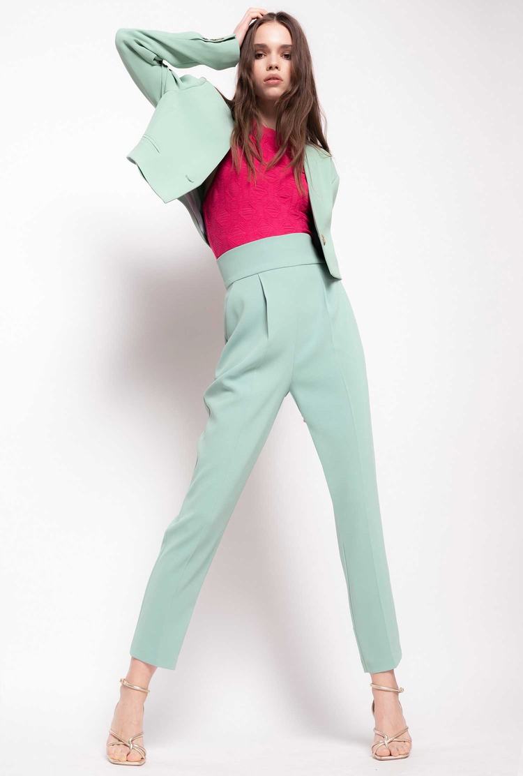 Women's Pinko High-waisted Stretch Crêpe Pants Green | Canada-86735249