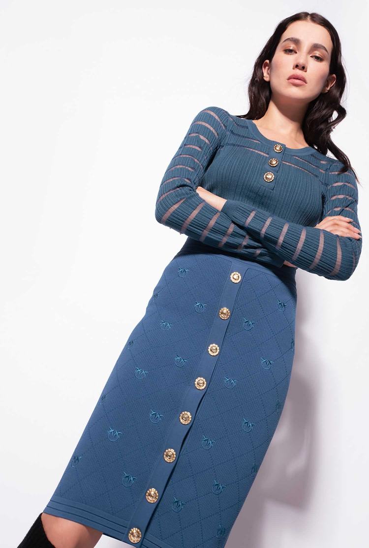 Women's Pinko Jacquard Love Birds Skirts Blue | Canada-06857329