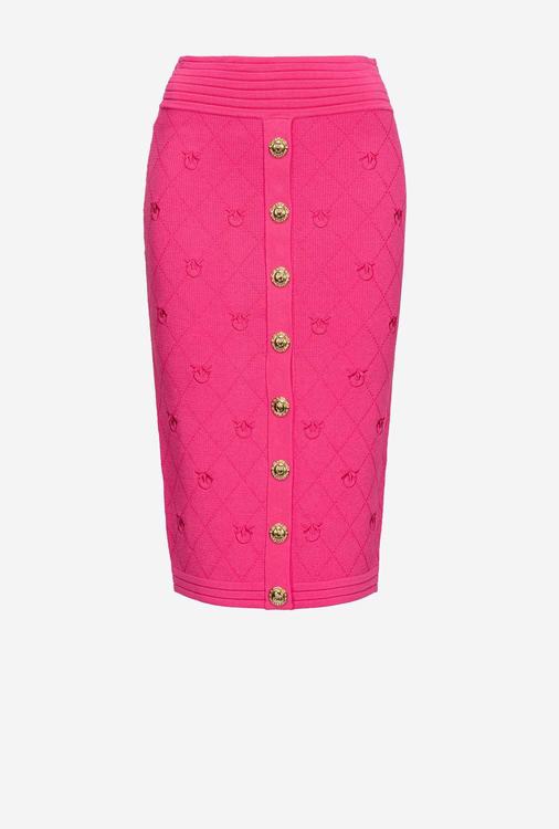 Women's Pinko Jacquard Love Birds Skirts Red | Canada-71032599