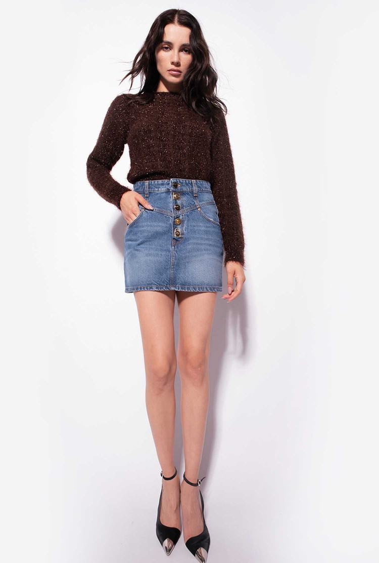 Women's Pinko Jewel Buttons Skirts Blue | Canada-48137069