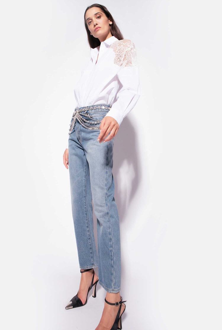 Women's Pinko Jewel Chains Jeans Blue | Canada-18793469