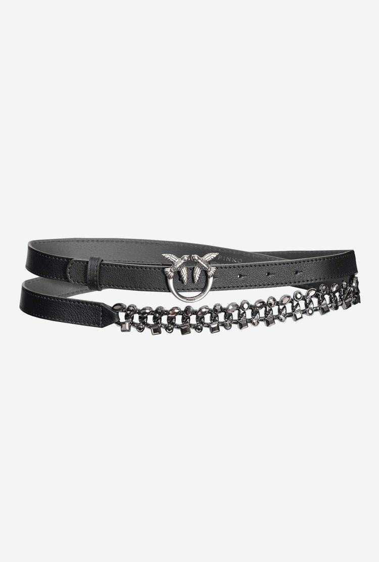 Women's Pinko Jewel Detail Belts Black Silver | Canada-84659329