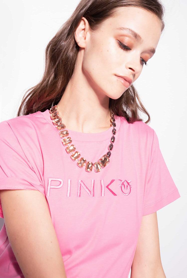 Women's Pinko Jewel Necklace T Shirts Rose | Canada-74235869