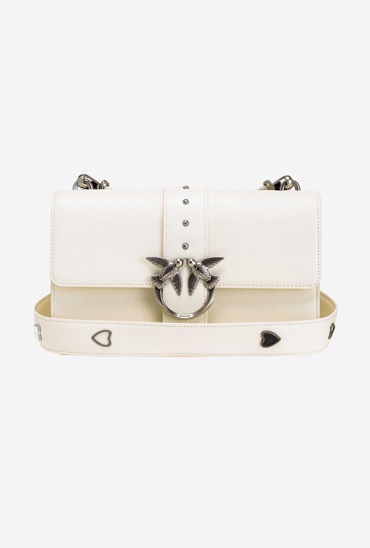 Women's Pinko Jewel Shoulder Strap Crossbody Bags White Silver | Canada-50829619