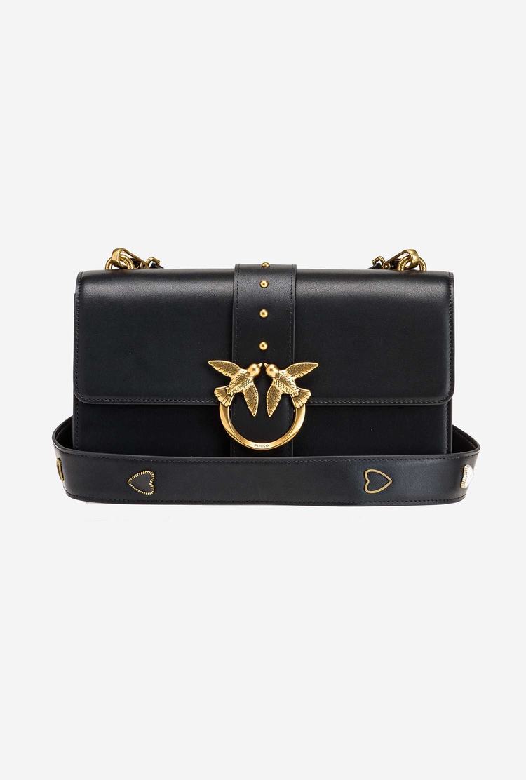 Women's Pinko Jewel Shoulder Strap Crossbody Bags Black Gold | Canada-76532109
