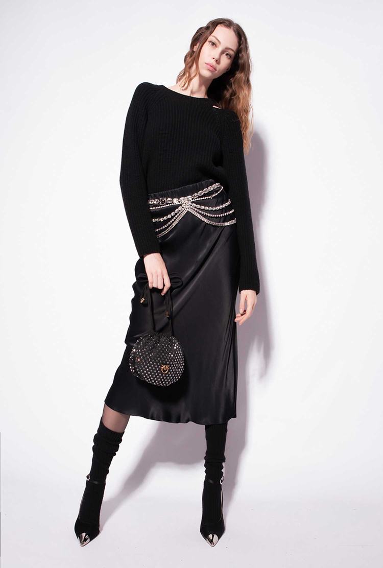 Women's Pinko Jewel Skirts Black | Canada-02148569