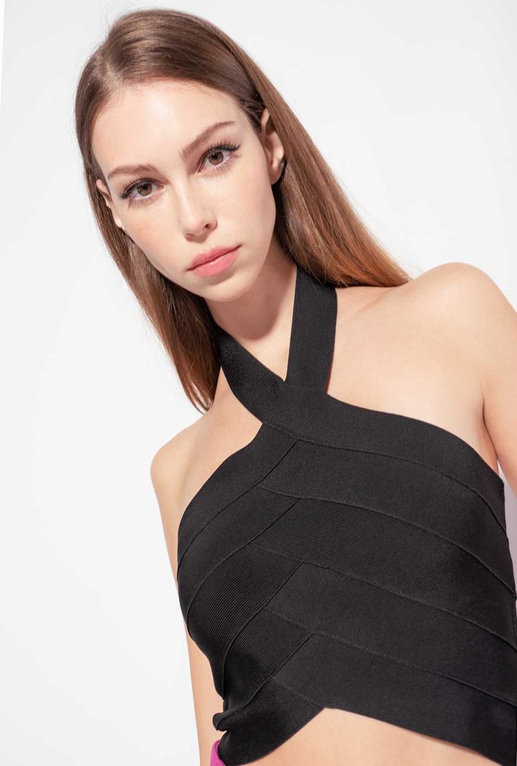 Women's Pinko Knit Band-effect Tanks Black | Canada-65418029