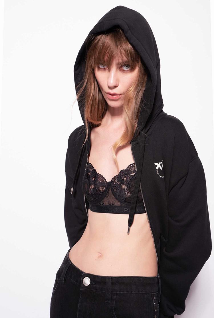 Women's Pinko Lace Bralette Lingerie Black | Canada-30542769