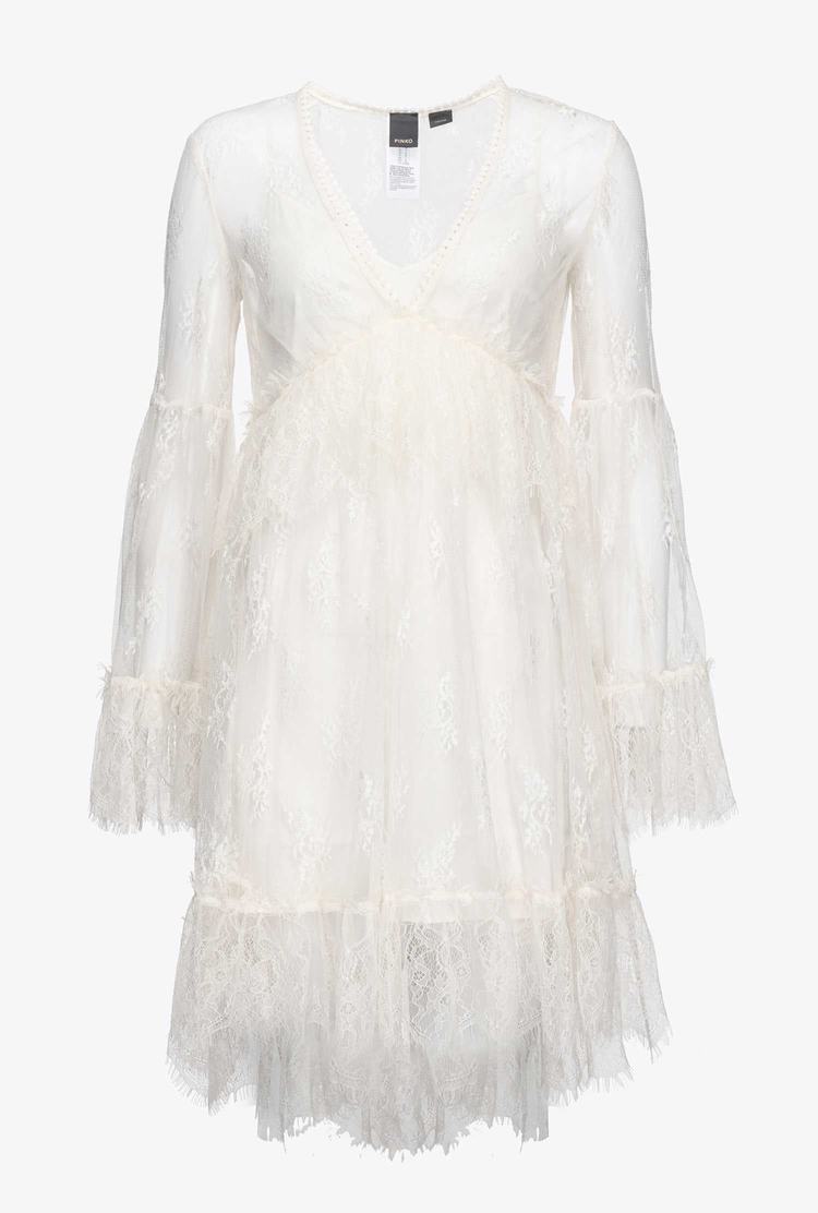 Women's Pinko Lace Dress White | Canada-54897169