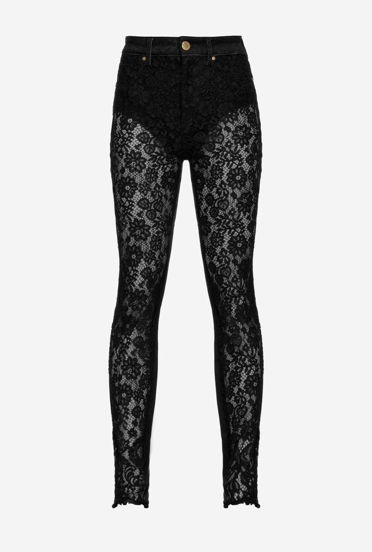 Women's Pinko Lace Jeans Black | Canada-50162899