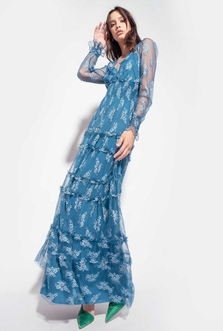 Women's Pinko Lace Maxi Dress Blue | Canada-50631849