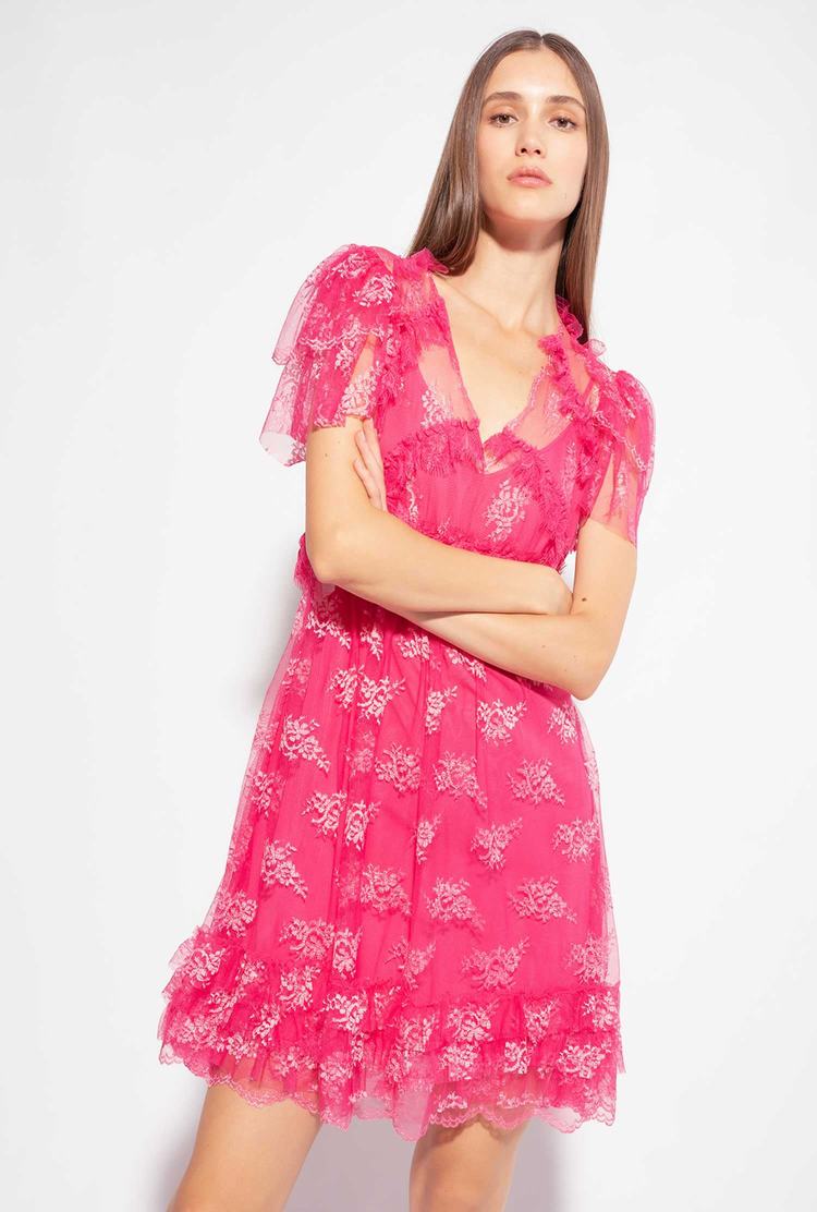 Women's Pinko Lace Mini Dress Red | Canada-97046829