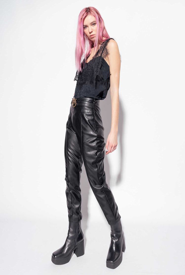 Women's Pinko Lace Tanks Black | Canada-32471969