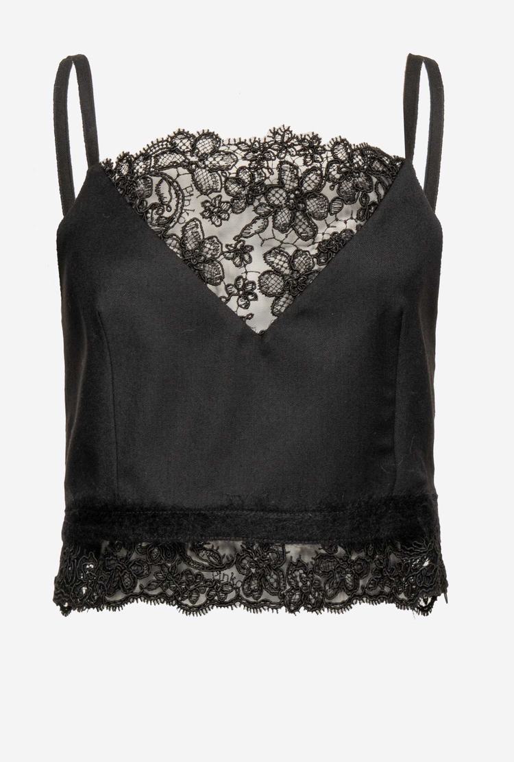Women's Pinko Lace Tanks Black | Canada-68059479