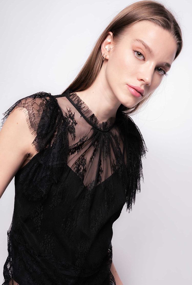 Women's Pinko Lace Tanks Black | Canada-78091259