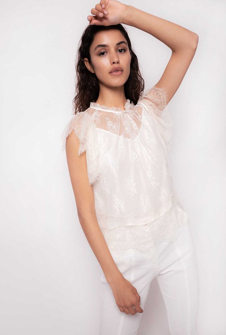 Women's Pinko Lace Tanks White | Canada-34821709