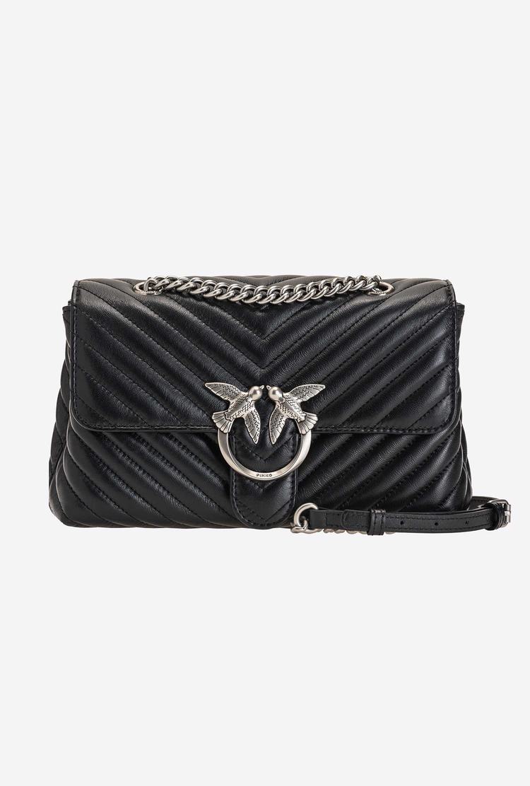 Women's Pinko Lady Love Bag Puff V Quilt Shoulder Bags Black Silver | Canada-57614899