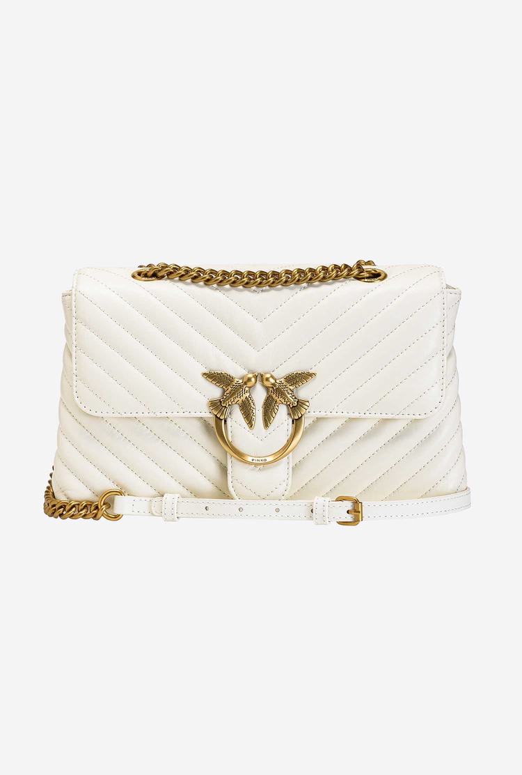 Women's Pinko Lady Love Bag Puff V Quilt Shoulder Bags White Gold | Canada-61384529