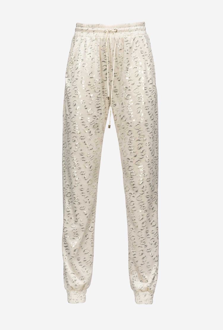 Women's Pinko Laminated Spots Pants White/Gold | Canada-72413869