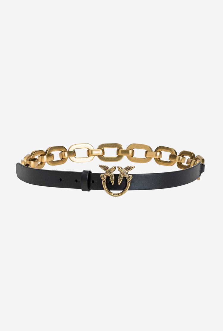 Women's Pinko Large Chain Belts Black Gold | Canada-01327859