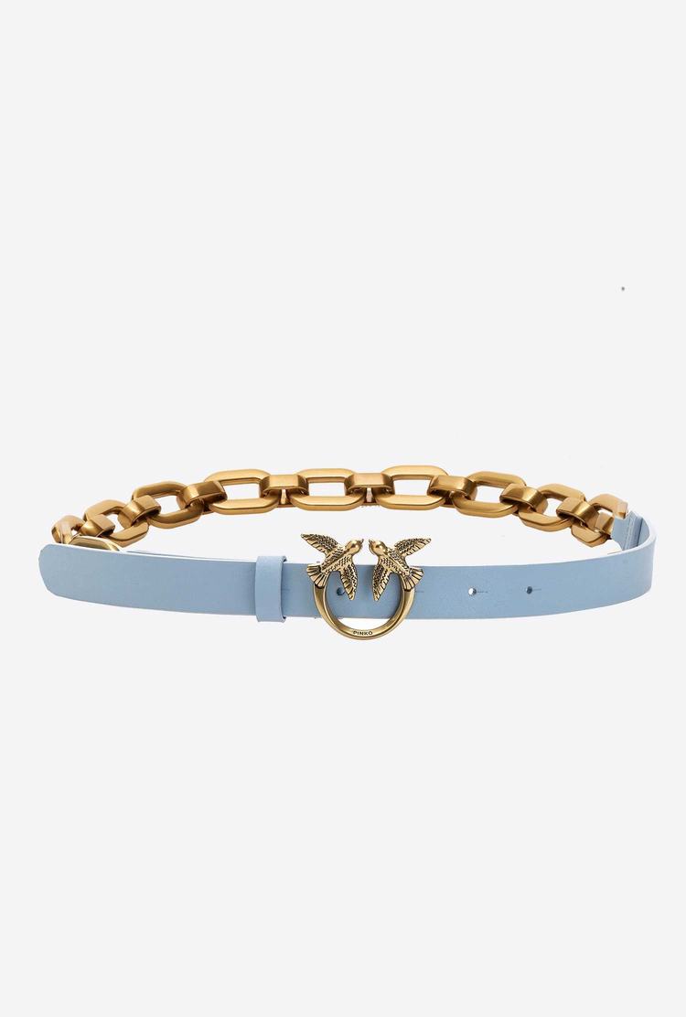 Women's Pinko Large Chain Belts Blue Light Gold | Canada-83547909