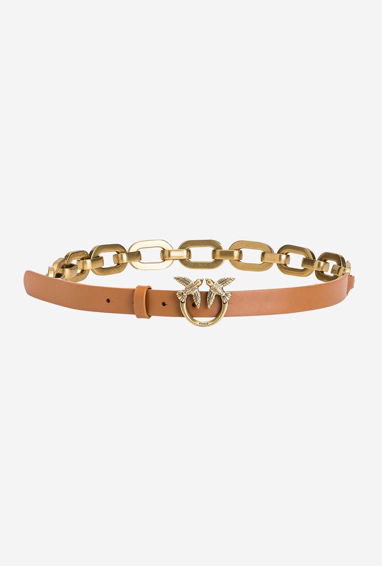 Women's Pinko Large Chain Belts Brown Gold | Canada-34871059