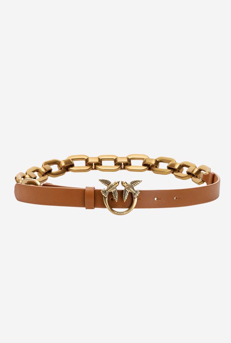 Women's Pinko Large Chain Belts Brown Gold | Canada-89610429