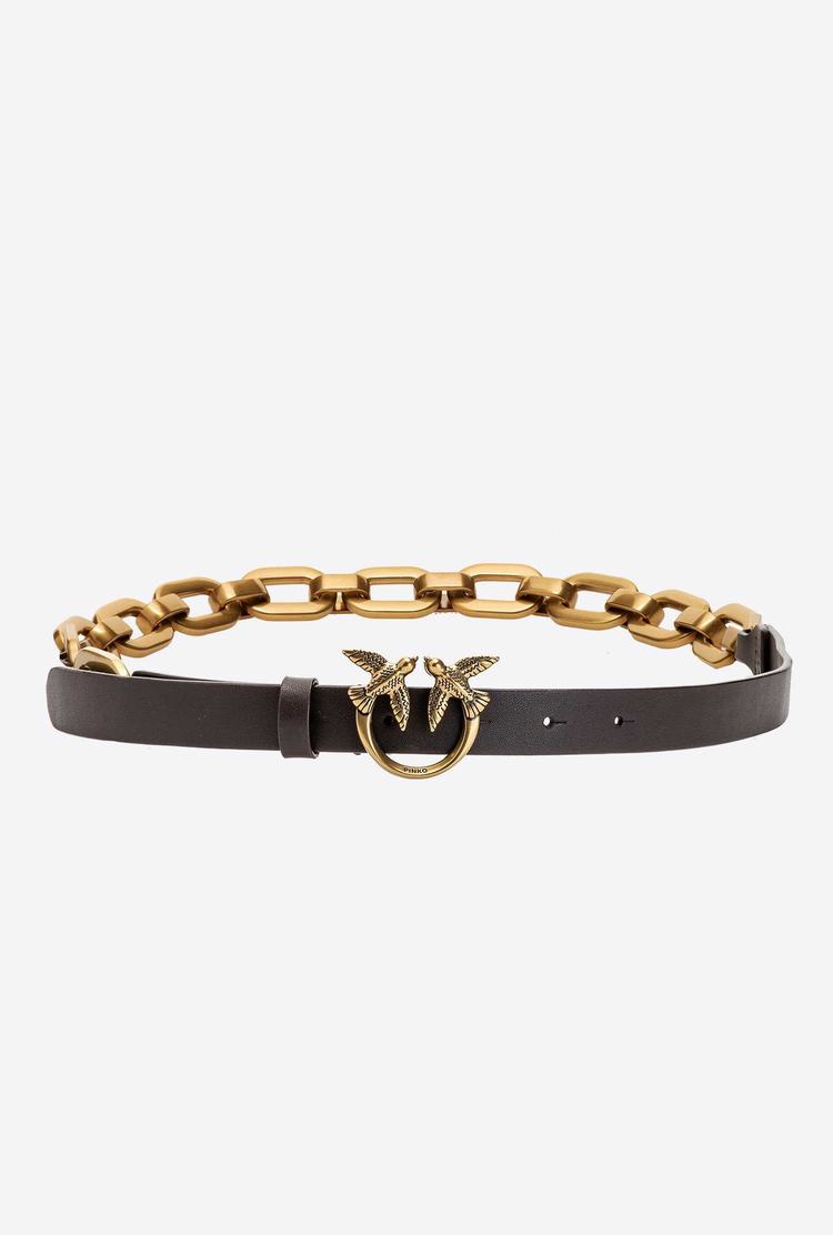 Women's Pinko Large Chain Belts Dark Brown Gold | Canada-83059769