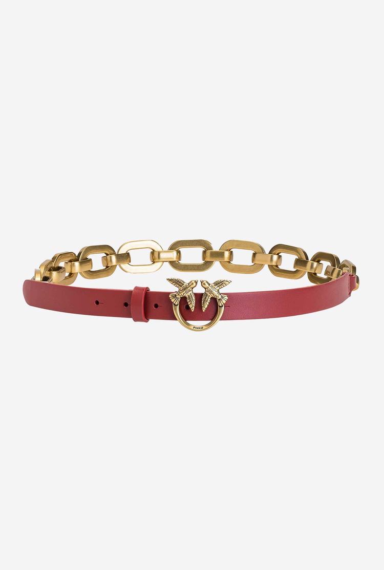 Women's Pinko Large Chain Belts Red Gold | Canada-70485129