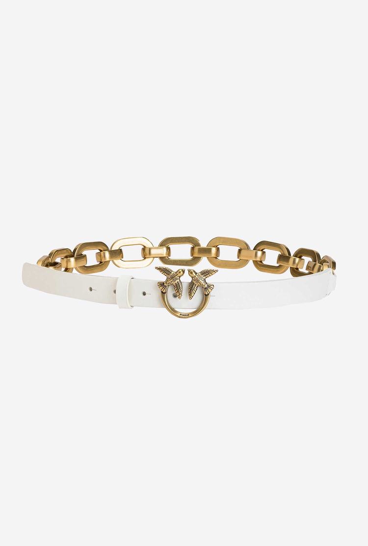 Women's Pinko Large Chain Belts White Gold | Canada-60598219
