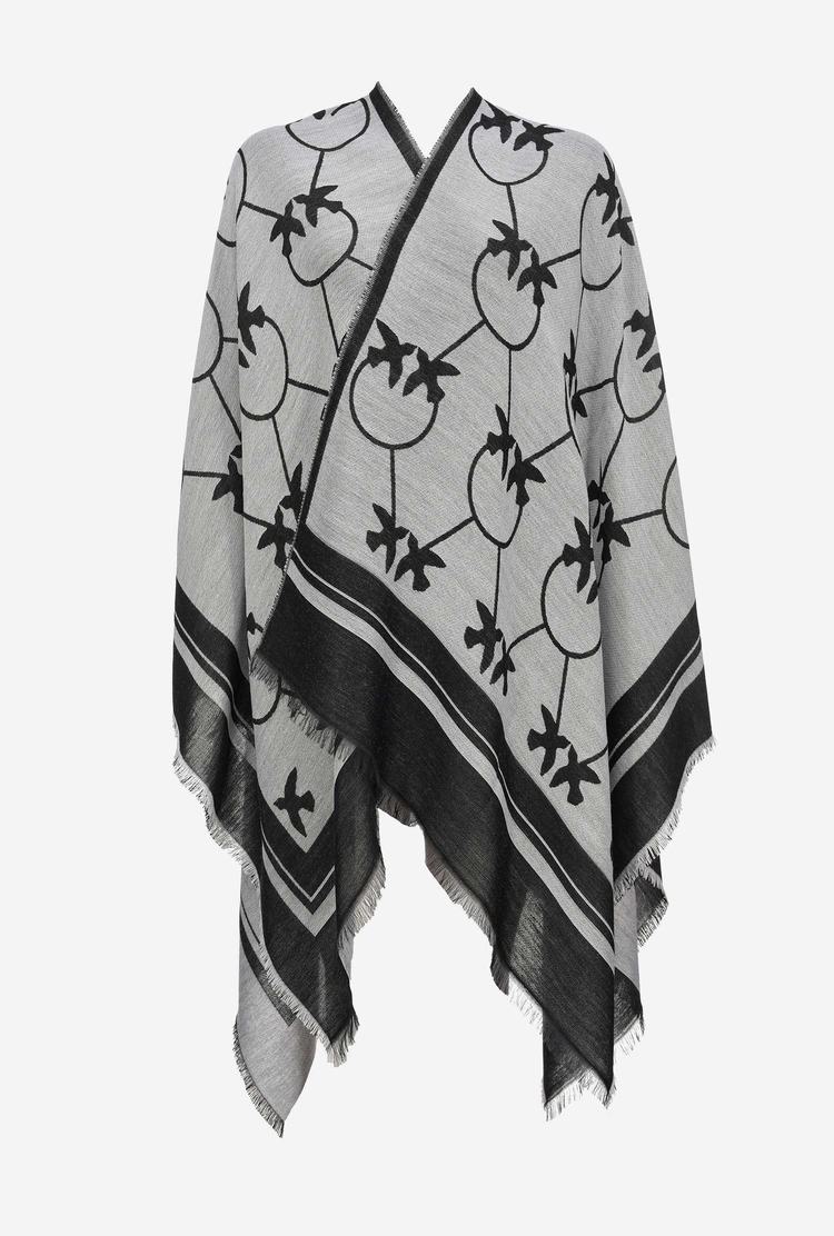 Women's Pinko Large Love Birds Shawl Scarves White/Black | Canada-23980569