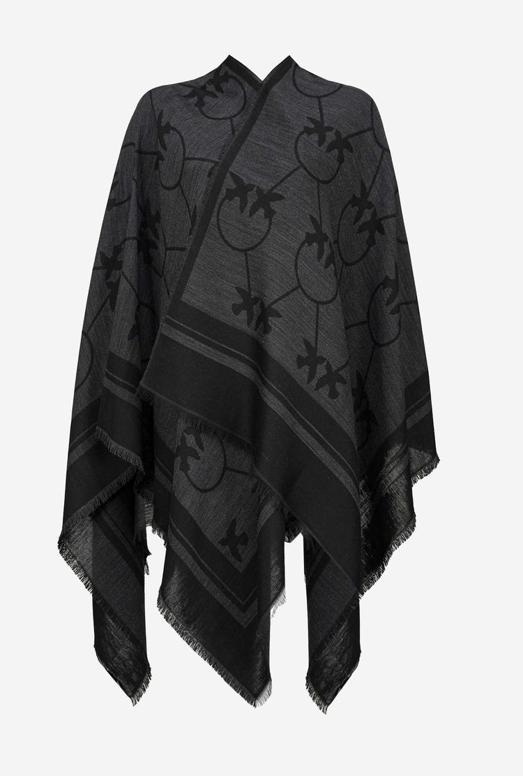 Women's Pinko Large Love Birds Shawl Scarves Grey/Black | Canada-35620979
