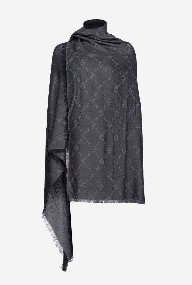 Women's Pinko Large Monogram Scarves Black | Canada-29157809