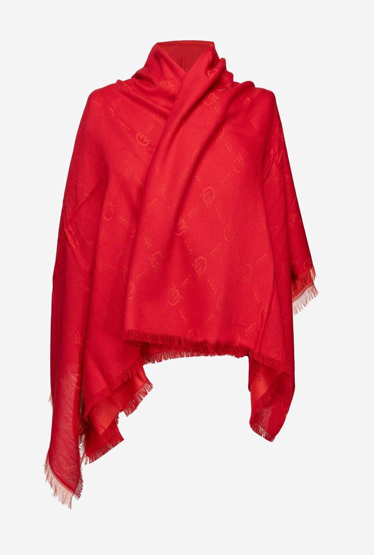 Women's Pinko Large Monogram Scarves Orange/Red | Canada-81256979