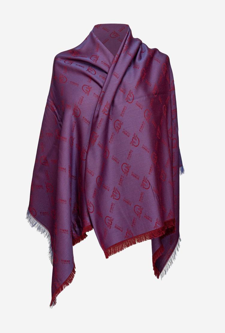 Women's Pinko Large Monogram Scarves Purple/Blue | Canada-81504639