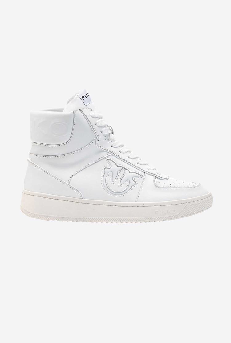 Women's Pinko Leather High-top Sneakers White | Canada-70192859