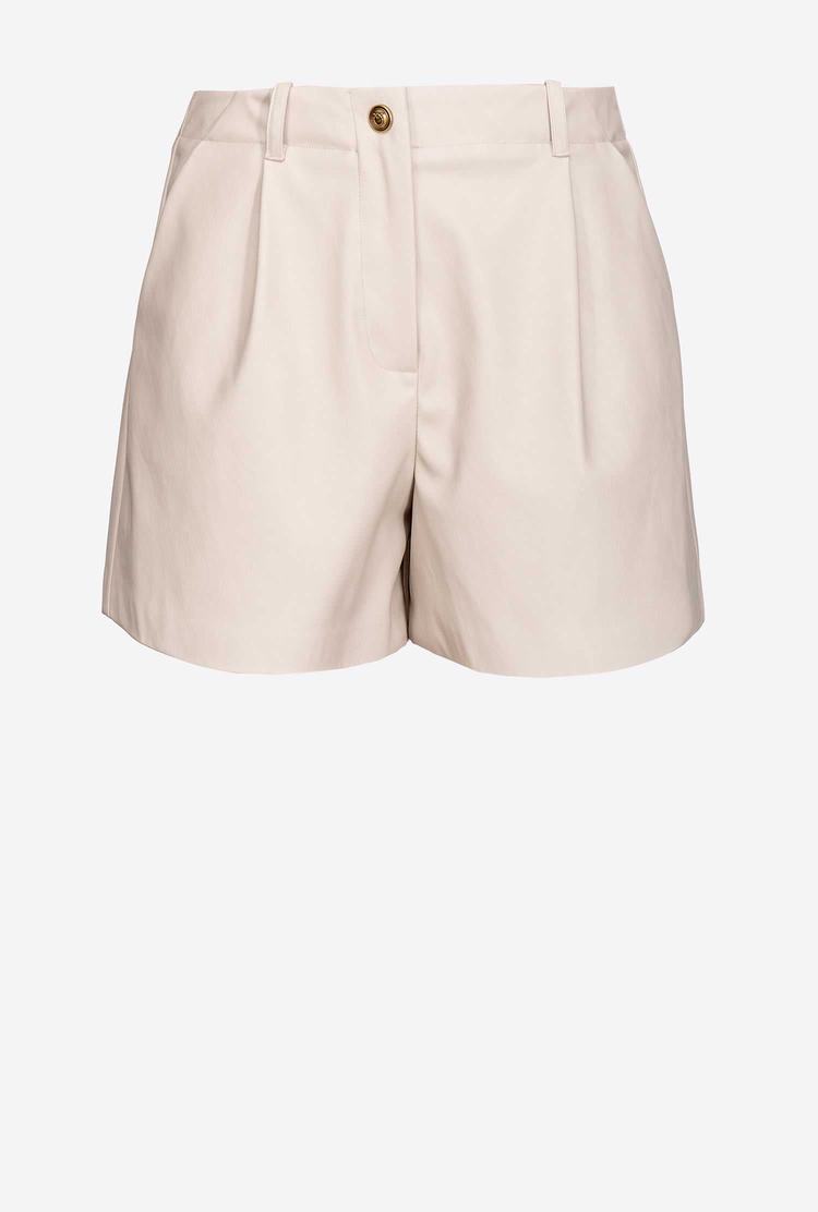 Women's Pinko Leather-effect Pants Silver | Canada-98715049