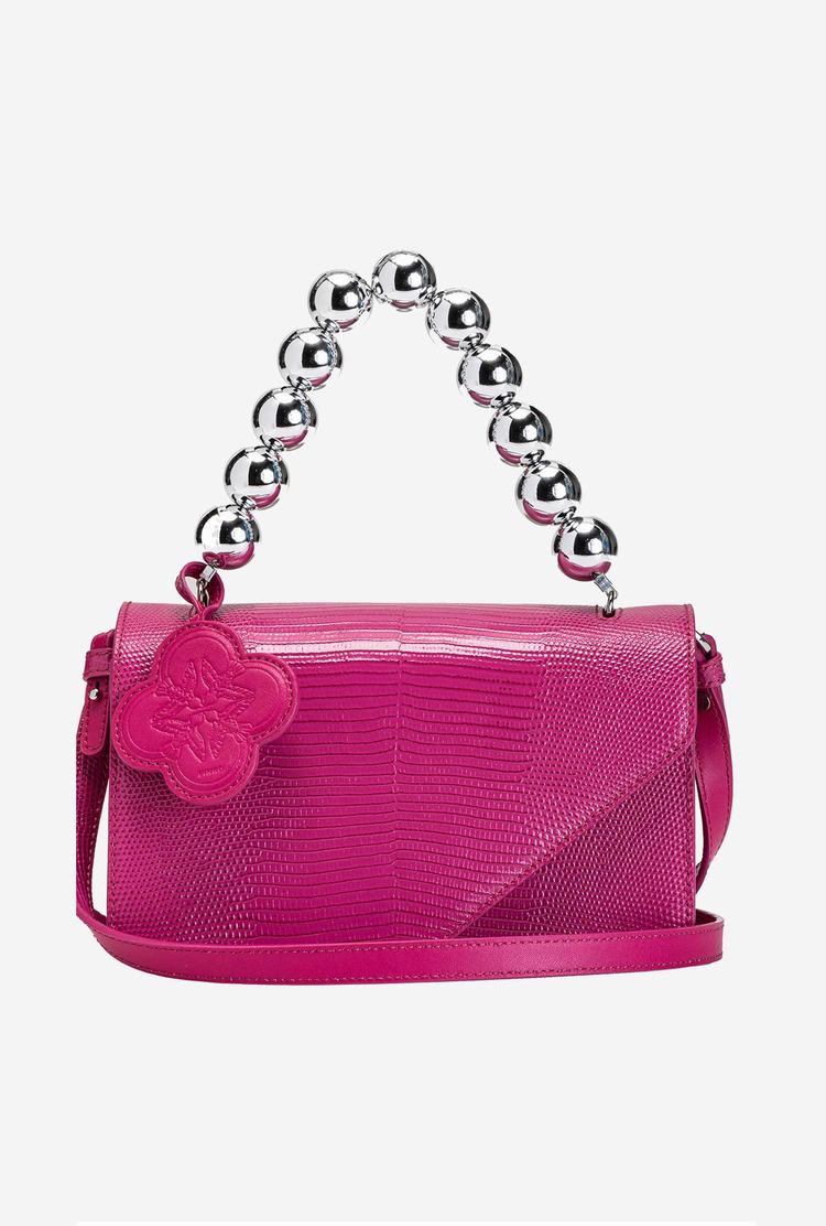 Women's Pinko Letter Bag Metal Handle Handbag Fuchsia | Canada-56780299