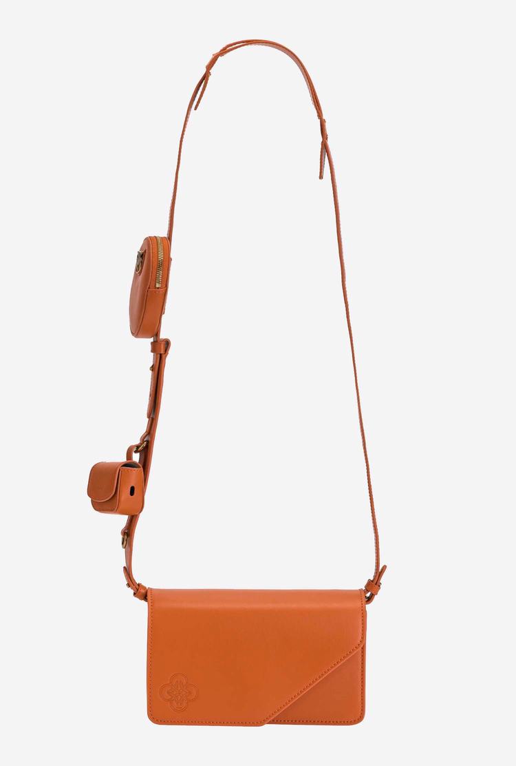 Women's Pinko Letter Bag Minimal Pocket Crossbody Bags Orange Gold | Canada-27830619