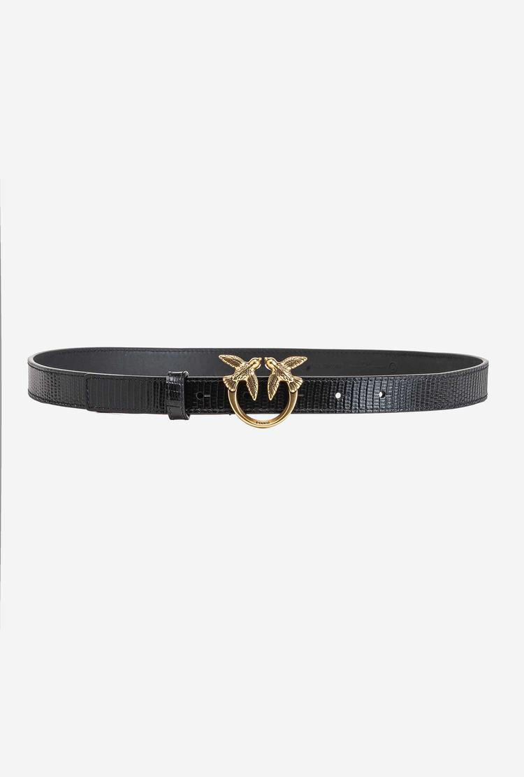 Women's Pinko Lizard Print Belts Black Gold | Canada-26750819