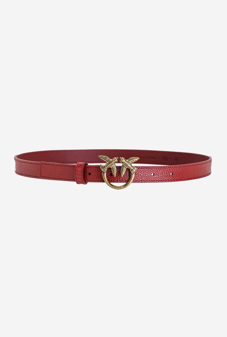 Women's Pinko Lizard Print Belts Red Gold | Canada-73460919