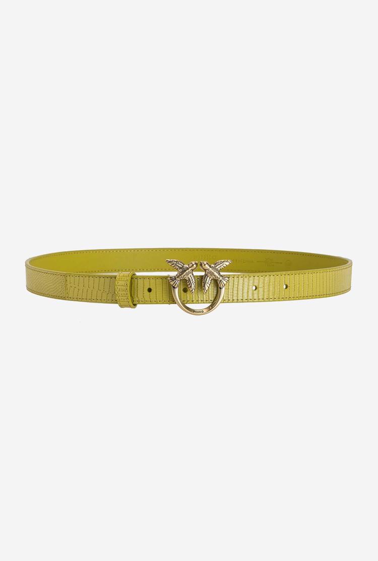 Women's Pinko Lizard Print Belts Yellow Gold | Canada-14568299