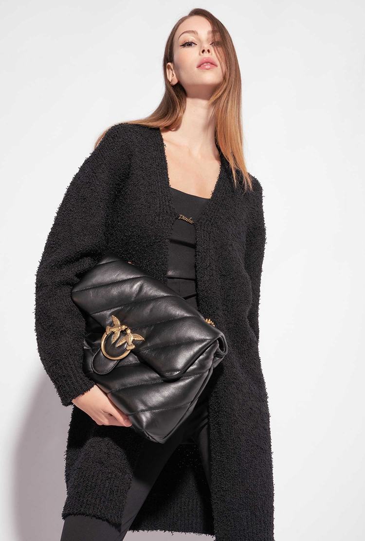 Women's Pinko Logo Hook Cardigan Black | Canada-45629089
