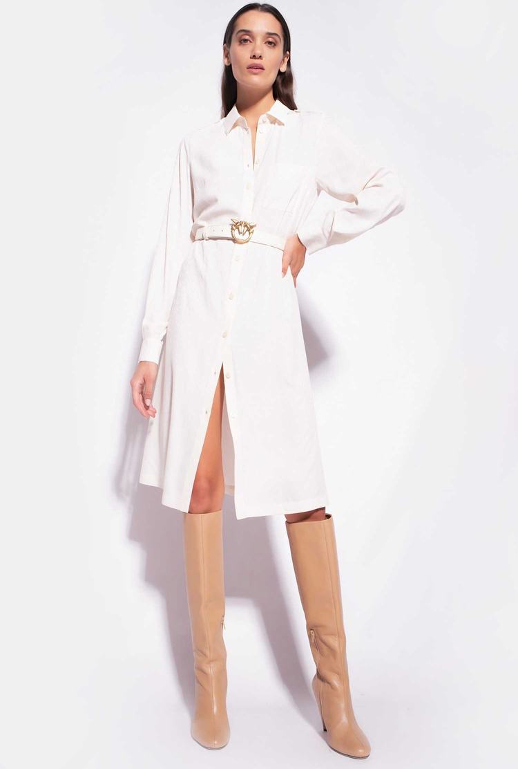 Women's Pinko Logo Print Dress White | Canada-67125989