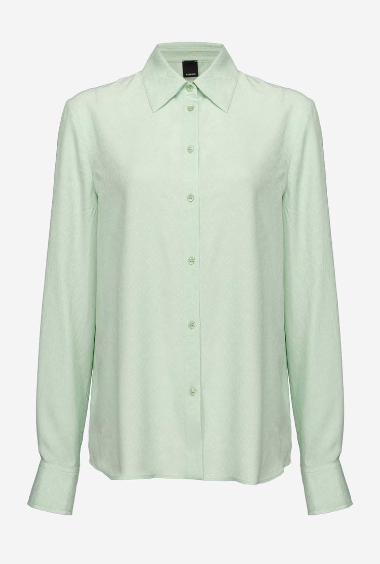 Women's Pinko Logo Shirts Green Light Green Mint | Canada-39504179