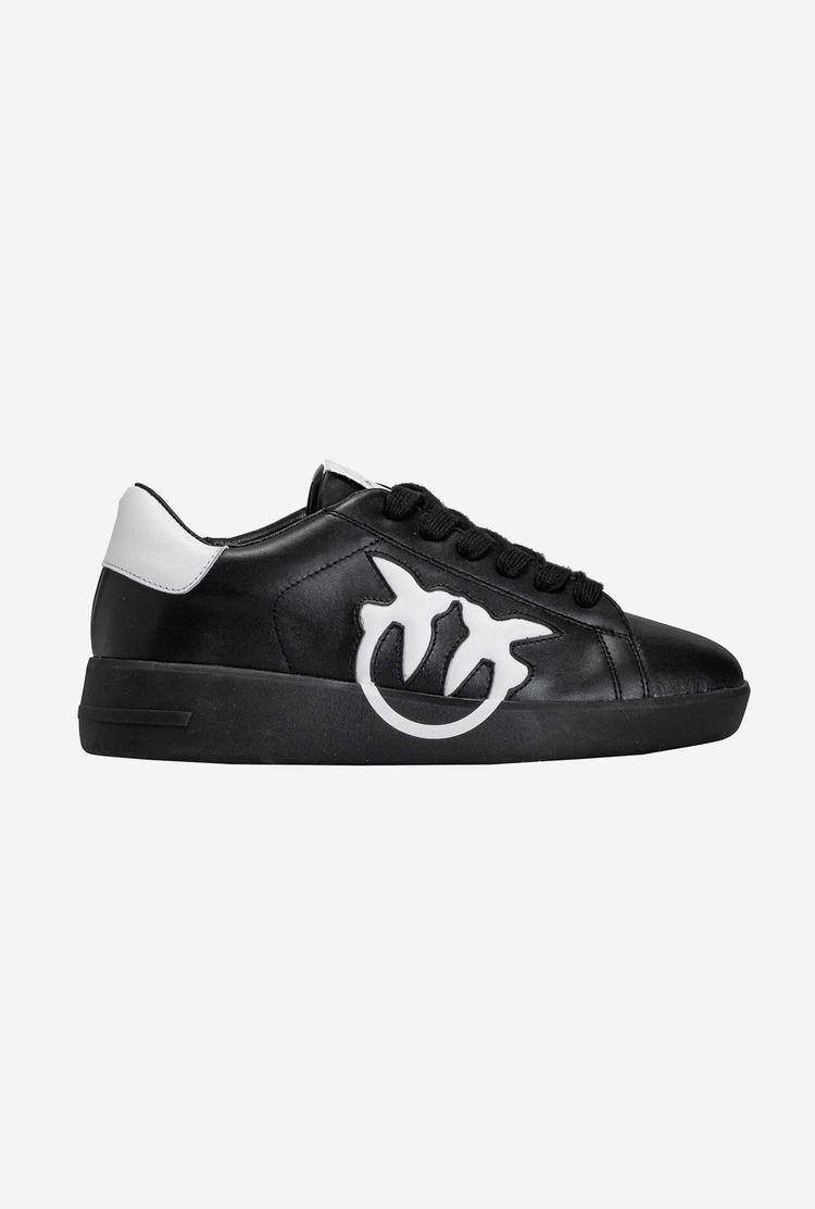 Women's Pinko Logo Sneakers Black/White | Canada-58341979